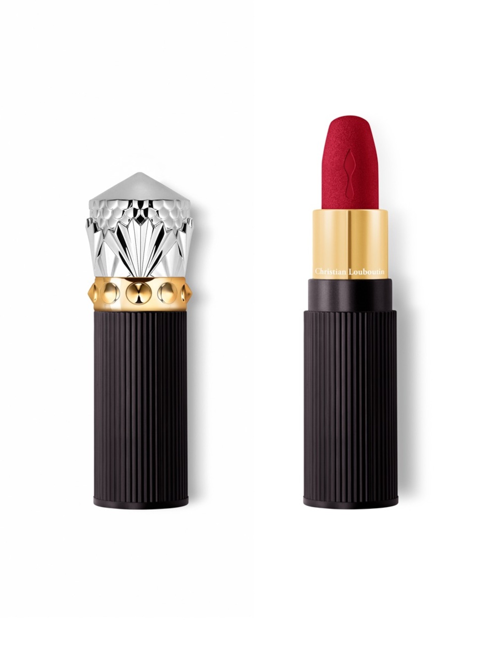 Christian Louboutin Matte Lipstick in Deep Red with Black & Gold Tube